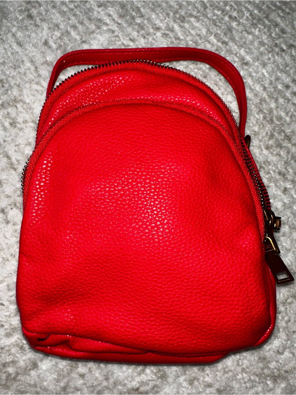 Red Mini Backpack Purse - Sleek Women's Crossbody